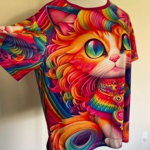 Colorful Cat Graphic T-Shirt